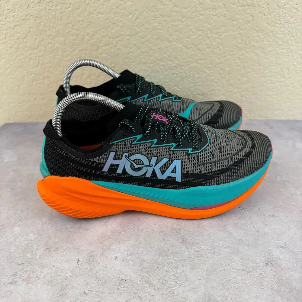 Women's Hoka Mach X2 Black Electric Aqua 9.5 B Medium